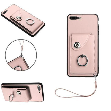Phone Case With Card Pocket for Everyday Carry - pink leather wallet case with ring holder and wrist strap