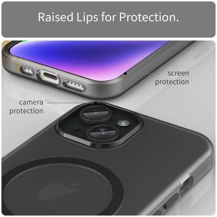 Essential Phone Case For iPhone 14 Everyday Protection with raised lips, camera and screen protection, matte translucent TPU back and MagSafe compatibility