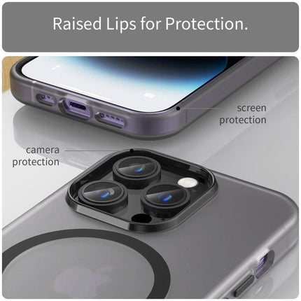 IPhone Case For Everyday Protection In Daily Life With Simple Practical Design For Everyday Use showing raised lips for screen and camera protection and MagSafe compatibility