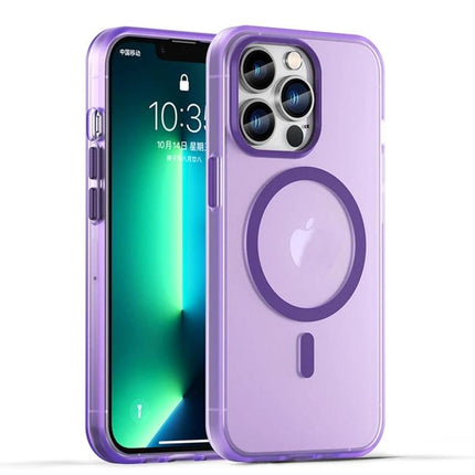 Protective Phone Case for Everyday Use - slim purple MagSafe-compatible phone cover with cushioned corners and non-slip grip