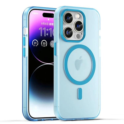 iPhone Case for Everyday Protection slim blue transparent case with MagSafe ring and precise camera cutouts