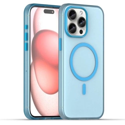 Essential Phone Case For Everyday Device Protection On The Go — slim matte translucent blue case with MagSafe ring, camera protection, and fingerprint-resistant finish