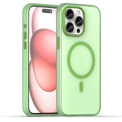 Essential Phone Case For Everyday Device Protection On The Go - slim matte translucent green protective case with MagSafe ring and raised camera lip