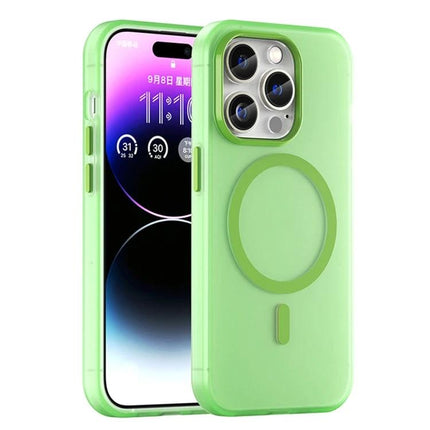 iPhone Case for Everyday Protection - matte translucent green protective case with wireless charging ring and full button access