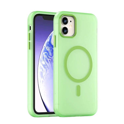 iPhone Case for Everyday Protection — slim matte translucent TPU with 360-degree buffered corners and MagSafe circle, green
