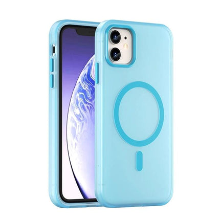 iPhone Case For Everyday Use - matte translucent blue TPU case with PC lens frame, grippy finish and MagSafe ring for daily scratch and drop protection