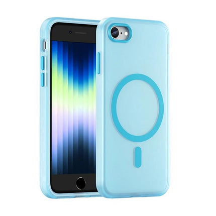 iPhone Case for Everyday Protection – matte translucent light blue case with MagSafe ring, slim low-profile protection showing front and back