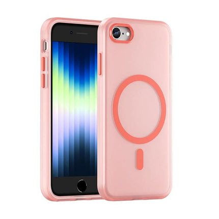 iPhone Case for Everyday Protection — slim matte translucent pink case with MagSafe-style ring, wireless charging compatible, low-profile drop protection