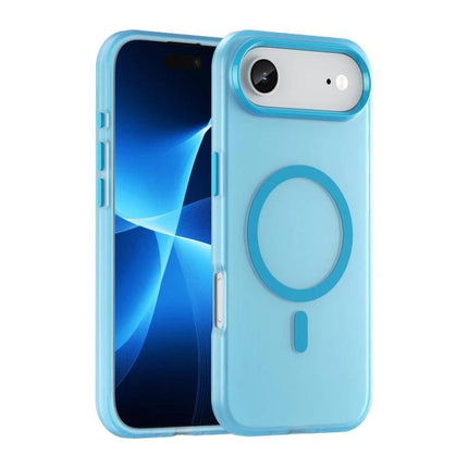 iPhone Case for Everyday Protection slim matte translucent blue case with MagSafe ring protecting camera and buttons