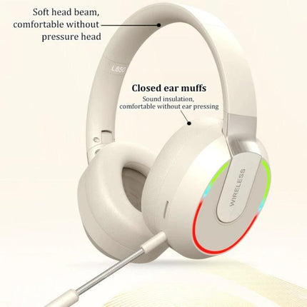 Foldable Bluetooth Headphones With Microphone For Commuting showing white foldable over‑ear design with ENC mic and wired option