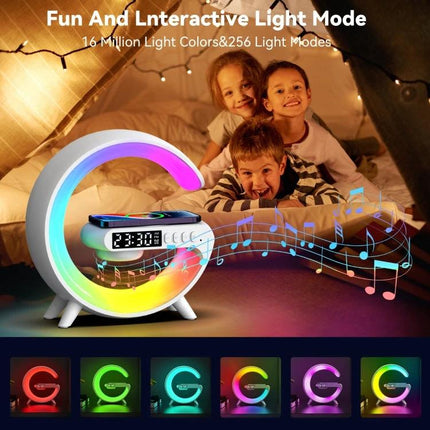 ADONG Wake Up Light Speaker With Sunrise Lighting Bedside on nightstand with colorful crescent light and music for kids