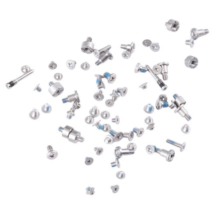 Screws And Bolts Kit For Everyday iPhone Repair Tasks showing assorted tiny silver replacement screws and fasteners on white background