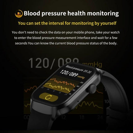 Smart Watch for Daily Health Monitoring and Everyday Wear - black smart watch showing blood pressure 120/089 mmHg and heart rate graph
