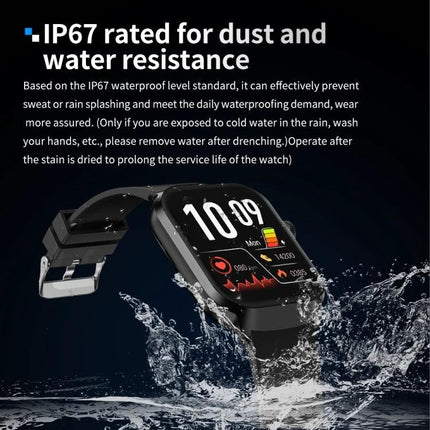Smart Watch for Daily Health Monitoring and Everyday Wear showing IP67 water resistance while tracking heart rate and calls