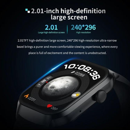 Leather Strap Smart Watch for Daily Health Monitoring with 2.01-inch high-definition 240x296 screen and heart rate SpO2 tracking