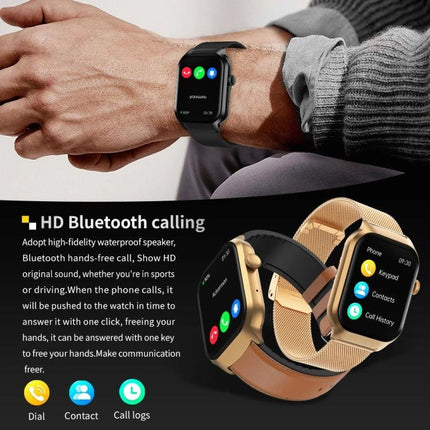 Comfortable Silicone Strap Watch for Daily Wellness Tracking on wrist showing heart rate, Bluetooth calling, and activity monitoring