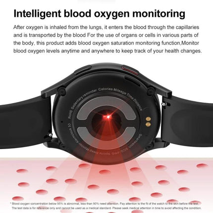Versatile Leather Strap Smart Watch for Daily Wellness Tracking showing back sensor and intelligent blood oxygen monitoring