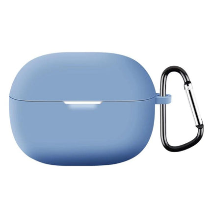 Silicone Case for Protecting Earphones in Daily Activities - Blue silicone earphone case with carabiner