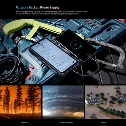 Oukitel WP19 Smartphone for Everyday Adventures and Connectivity shown charging as a portable backup power supply during outdoor emergencies