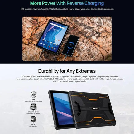 OUKITEL RT6 10.1-Inch Rugged Android 13 Tablet 8GB 256GB