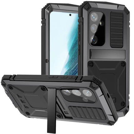 R-JUST Life Protective Case for Samsung Phones Daily Activities rugged metal-silicone case with kickstand and 360-degree protection
