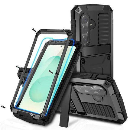 R-JUST Life Protective Case for Samsung Phones Daily Activities rugged metal outer shell with silicone core 360-degree protection, kickstand, precise cutouts