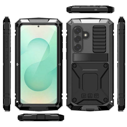 R-JUST Life Protective Case for Samsung Phones Daily Activities rugged black metal-silicone 360° protective case with precise cutouts