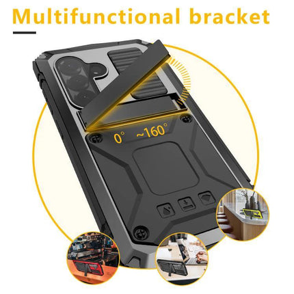 R-JUST Life Protective Case for Samsung Phones Daily Activities with multifunctional 0–160° kickstand, metal shell and silicone core for daily drops and commuting