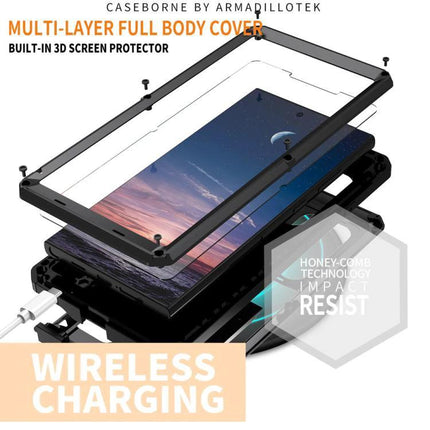 R-JUST Phone Case For Everyday Protection - multi-layer metal and silicone full-body cover with built-in 3D screen protector and wireless charging support