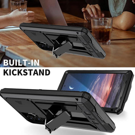 R-JUST Phone Case For Everyday Protection with rugged metal-silicone shell and built-in kickstand for hands-free viewing and enhanced grip