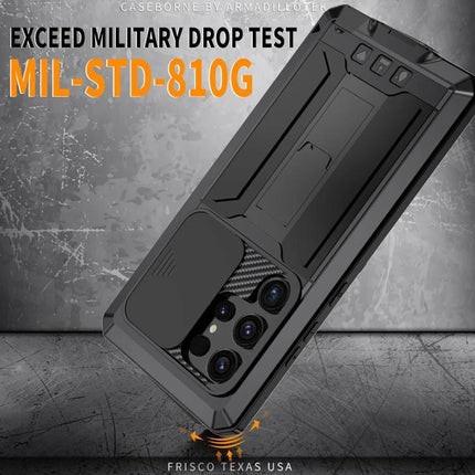 R-JUST Phone Case For Everyday Protection rugged metal-silicone hybrid with camera cover, MIL-STD-810G drop-tested, slim curve grip