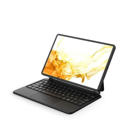 Bluetooth Keyboard Leather Case for Samsung Galaxy Tab S9 FE showing detachable keyboard, adjustable stand and slim protective leather cover
