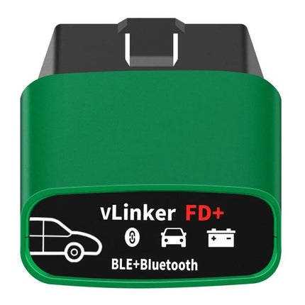 Vgate Tool for Everyday Car Maintenance Checks - green Bluetooth OBD-II vLinker FD+ diagnostic adapter for smartphone vehicle monitoring