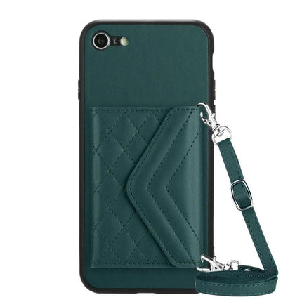 Essential Phone Case For Everyday Outings With Card Storage - green quilted card holder wrist strap, durable protective phone case