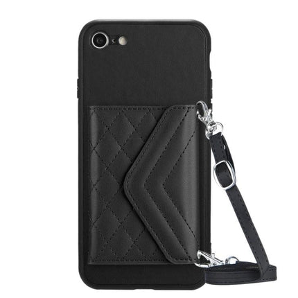 Essential Phone Case For Everyday Outings With Card Storage - black quilted leather card holder case with detachable wrist strap