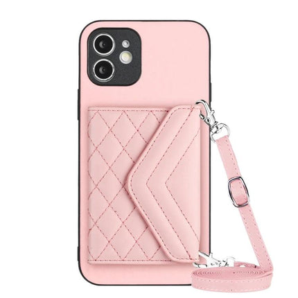 Phone Case With Card Holder For Everyday Use And Easy On The Go For Daily Errands And Commutes - pink quilted PU leather with RFID card slot and wrist strap