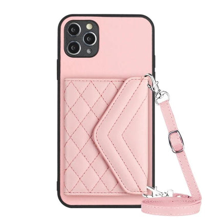 Phone Case With Card Holder For Everyday Use And Easy On The Go For Daily Errands And Commutes - pink quilted PU leather wallet case with RFID and wrist strap