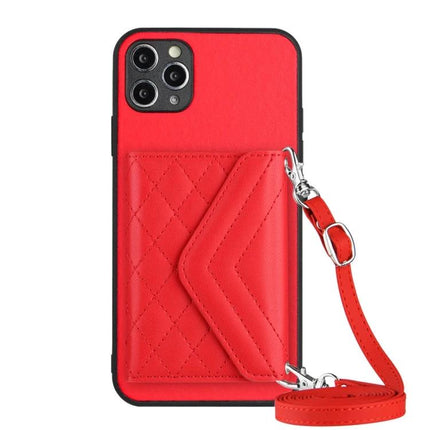Phone Case With Card Holder For Everyday Use And Easy On The Go For Daily Errands And Commutes - red quilted PU leather with wrist strap and RFID shielding