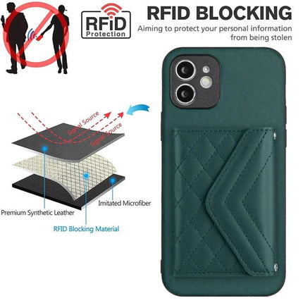 Phone Case With Card Holder For Everyday Use And Easy On The Go For Daily Errands And Commutes – green RFID-blocking PU leather wallet case