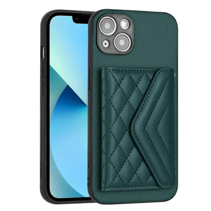 Practical Phone Case With Lanyard For Daily Essentials - green PU leather wallet phone case with quilted card pocket and messenger-style lanyard option