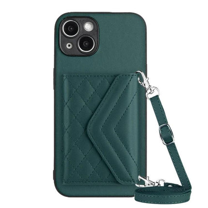 Protective Phone Case With Card Holder For Daily Carry - teal leather wallet case with 2–3 card slot, RFID shielding and wrist strap