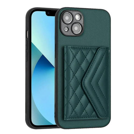 Protective Phone Case With Card Holder For Daily Carry - teal quilted wallet slot holds 2–3 cards, slim RFID-shielded protective case