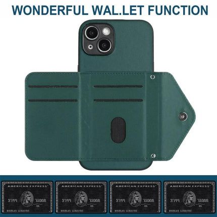 Protective Phone Case With Card Holder For Daily Carry — teal folio wallet case holds 2–3 cards, cash and offers RFID shielding
