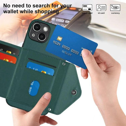 Protective Phone Case With Card Holder For Daily Carry showing hands removing a credit card from built-in wallet slot with RFID protection