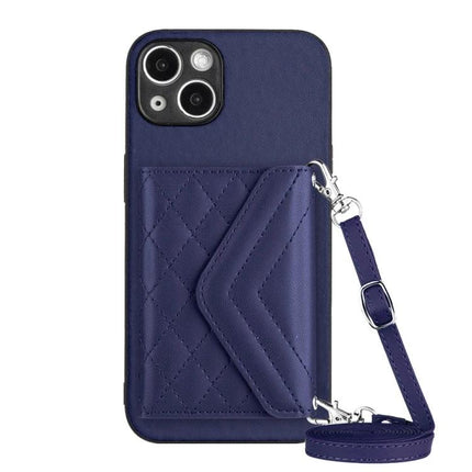 Phone Case With Lanyard For Everyday Carry And Convenient All-Day On-The-Go Protection navy PU leather card slot crossbody strap
