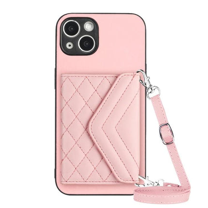 Phone Case With Lanyard For Everyday Carry And Convenient All-Day On-The-Go Protection - pink PU leather card slot crossbody