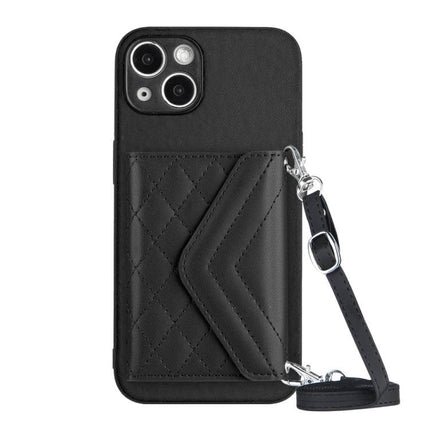 Phone Case With Lanyard For Everyday Carry And Convenient All-Day On-The-Go Protection - black PU leather card slot crossbody strap
