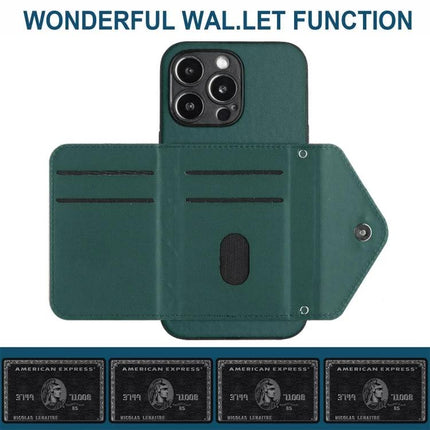 Phone Case With Lanyard For Everyday Carry And Convenient All-Day On-The-Go Protection - green PU leather wallet case with card slots and lanyard