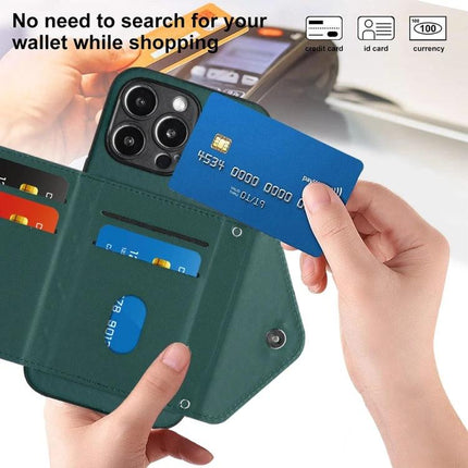 Phone Case With Lanyard For Everyday Carry And Convenient All-Day On-The-Go Protection with built-in card slot PU leather wallet case showing card being removed