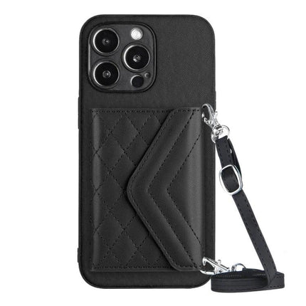Phone Case With Lanyard For Everyday Carry And Convenient All-Day On-The-Go Protection - black PU leather wallet case with card slot and detachable strap
